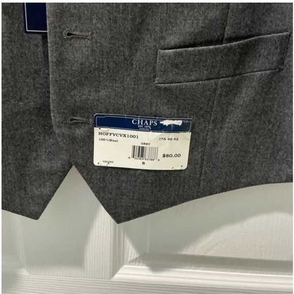 Chaps Gray Suit Vest Classic V-neck Formal 100% Wool - Picture 2 of 3